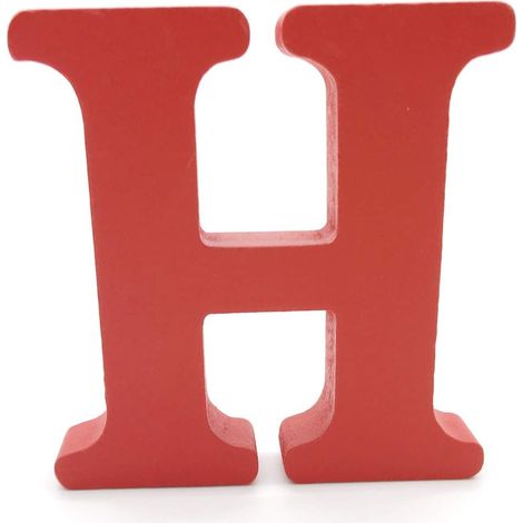 MINKUROW Lettere in Legno (H) Rosse 1 pz 10 cm A-Z Alfabeto Inglese Fai da Te Ornamenti Artigianali per la Decorazione Domestica di Nozze Compleanno Feste Accessori