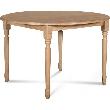 Table extensible ronde bois D115 avec 1 allonge et pieds tournés - VICTORIA