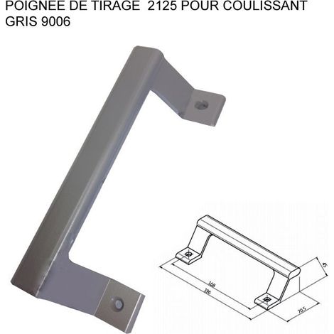 Poignée de porte coulissante en aluminium – Ral 9006 gris – Installation en applique – Résistance maximale – 21259006