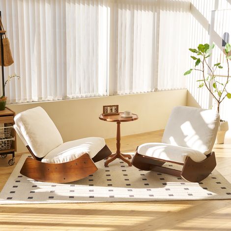 Comoda poltrona a dondolo, poltrona a dondolo imbottita di alta qualità, struttura in legno massello, perfetta per molteplici ambienti, poltrona da lettura d'accento per camera da letto, soggiorno, ca (1/5)