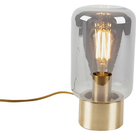 Design Messing mit Rauchglas Tischlampe - Bliss Cute