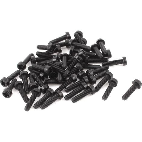 M2 x 8mm Kreuzschlitzmaschinenschrauben aus Kunststoff mit Kreuzschlitz Kunststoff, schwarz, 50 S...