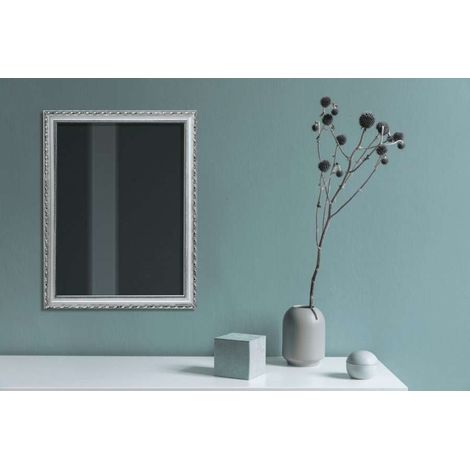 Specchio rettangolare Loreley 34x45 cm grigio argento - Legno - Montaggio verticale e
