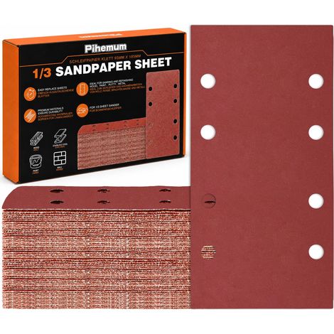 80 Pièces Feuilles Abrasives 93 x 185 mm Grain 600 8 Trous (1/5)