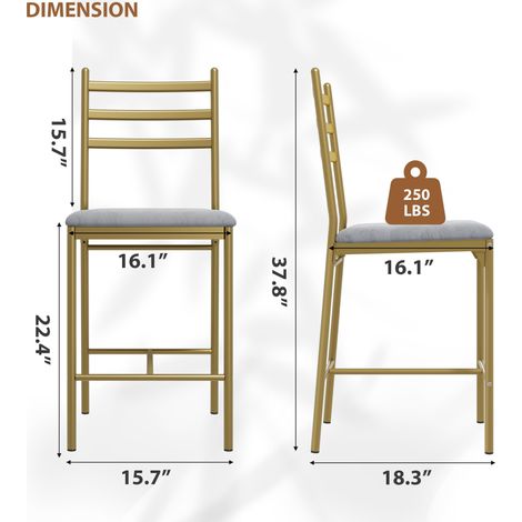 Lot de 4 Chaises de Bar Moderne‑Rétro Structure Métal Finition Or (1/5)