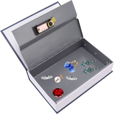 Petit coffre-fort bleu pour dictionnaire/livre/boîte de rangement/tirelire/cadeau d'anniversaire/boîte à argent (1/5)