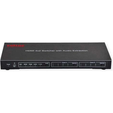 Commutateur matrice HDMI - ROLINE - 14.01.3579 - 4x2 - 4K - Avec télécommande