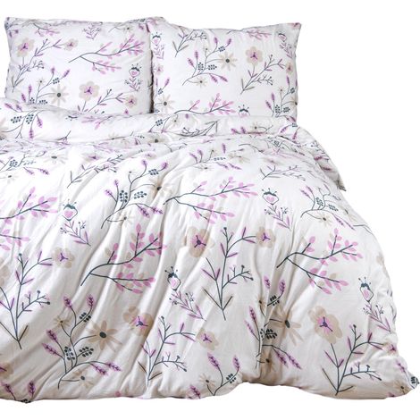 Bettwäsche-Set 160x200 JERSEY 100% BAUMWOLLE Blumenmuster Bettbezug + Kissenbezüge (1/5)