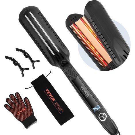 VEVOR Plancha de Pelo Plancha Plana de Titanio 38 mm Plancha de Pelo Dual por Infrarrojos con Pantalla LCD 19 Niveles de Temperatura Plancha de Pelo Calentamiento Rápido para Peluquería, Hogar, Viajes (1/5)