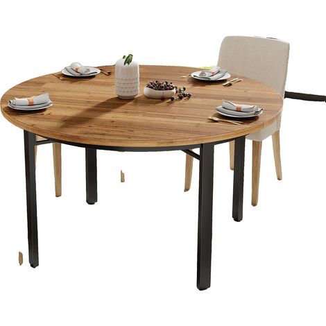 Mesa de comedor de estilo rústico moderno, de uso versátil, en color marrón y negro. (1/2)