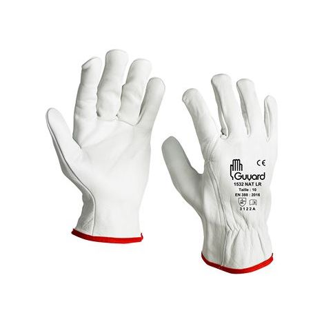 Gants GUYARD 1532/NAT LR, Taille 11, Résistant à l'abrasion/coupures, 10 Paires, Blanc ( Prix pour Paquet de 10 Paires )