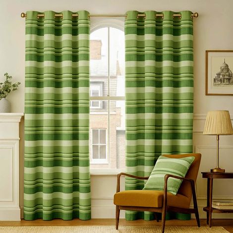 HOMESCAPES Gardinen mit Ösen Morocco grün im 2er Set, 140 x 140 cm