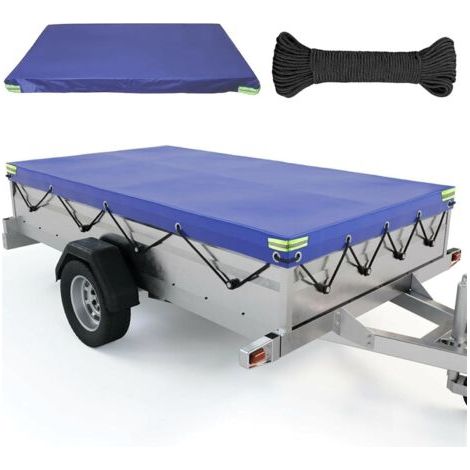 Bâche Remorque 208 x 114 x 10 cm avec Corde de Bâche, Bâche pour Remorque avec Bande Réfléchissante Bache pour Remorque Divers Modèles de Remorques de Voitures de 750kg (1/5)