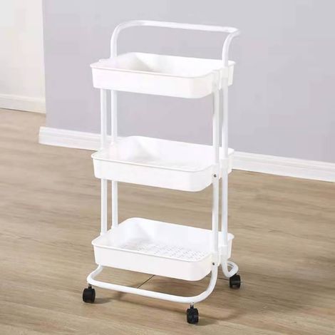 Étagère de rangement pour salle de bain, toilettes, salon, chambre, étagère de rangement rotative à plusieurs niveaux, étagère de cuisine multifonctionnelle sur pied, blanche (1/5)