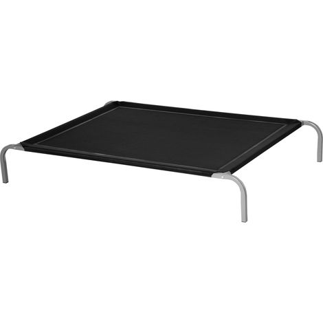 Lit pour chien chat XXL grand confort sur pieds lit de camp 130L x 90l x 20H cm textilène micro-perforé noir