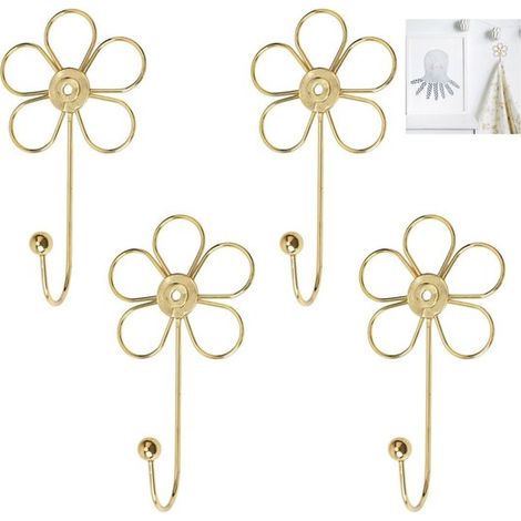 4 pezzi, gancio da parete in ferro a forma di fiore per negozio di abbigliamento, gancio appendiabiti creativo, gancio in ferro per tende, gancio da parete per appendere vestiti, gancio singolo a form (1/5)