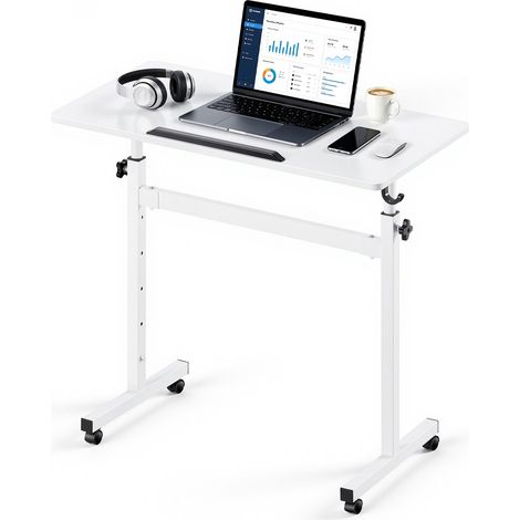 VEVOR Scrivania Regolabile in Altezza, Postazione Sit-Stand Mobile con Piano Inclinabile a 360°, 810 x 410 mm, Ruote Girevoli e Bloccabili, Gancio Laterale, Capacita 25 kg, Ideale per Casa e Ufficio (1/5)