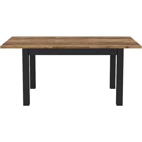 Tavolo allungabile per 8 persone per sala da pranzo Collezione DARWIN. Piano effetto abete. Gambe nere.