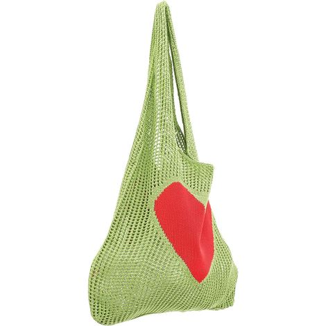 Sac en maille légère KICHOUSE à motif cœur , grand pour légumes et parapluie , de courses portable l