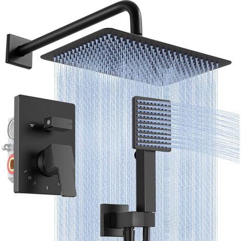 Kit de douche complet avec pommeau de douche effet pluie 30,5 cm et douchette (1/5)