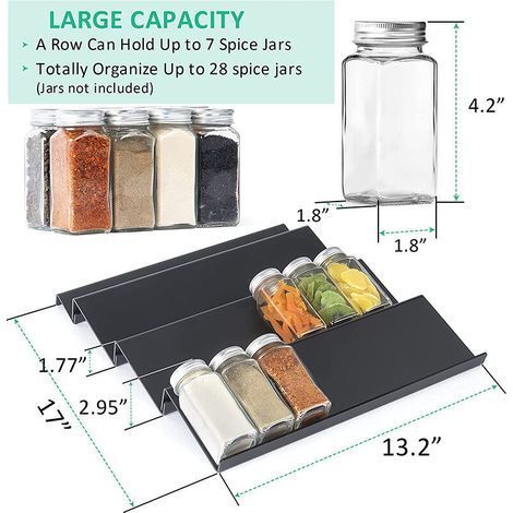 1PC transparent étagère à épices à 3 niveaux – range épices extensible en PVC pour le tiroir de cuisine – rangement de tiroir pour épices, condiments, aromates, etc.