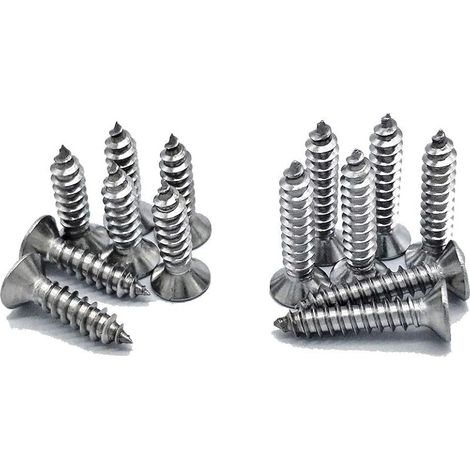 200 pcs M4 en acier inoxydable vis autotaraudeuses Phillips à tête plate vis bricolage vis à bois (100 PCS M4 x 16 mm, 100 PCS M4 x 20 mm) (1/5)