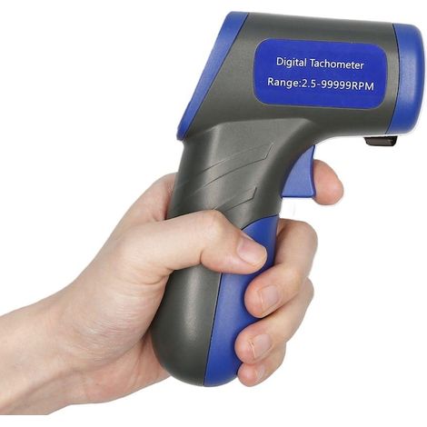 Tachymètre laser numérique Mmgoqqt, mesure 2,5-99999 tr/min, écran LCD rétroéclairé, design compact, noir et bleu (1/2)