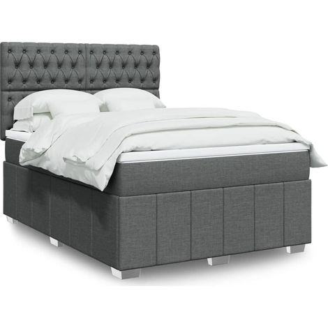 Boxspringbett mit Matratze Dunkelgrau 160x200 cm Stoff