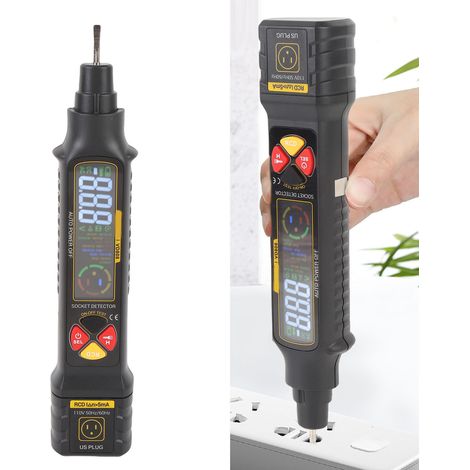 Testeur de tension intelligent, testeur de tension inductif, testeur de prise électrique, détection de courant de fuite, contrôle de tension, testeur de continuité de circuit (noir). (1/5)