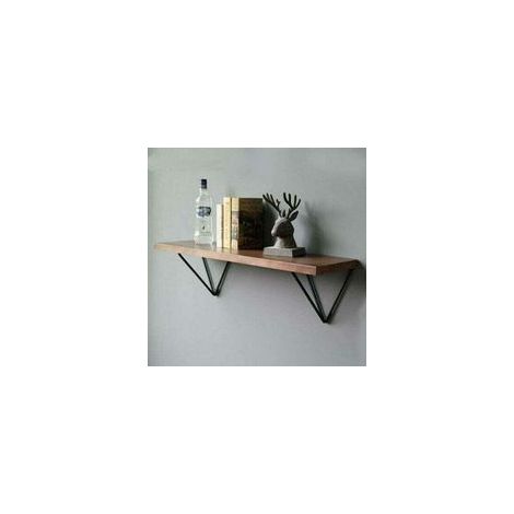Juego de 2 soportes de estante metálicos triangulares geométricos con forma de prisma, de estilo moderno de mediados de siglo - Negro - 10 cm - Montaje en pared (estantes de madera no incluidos) - Cre (1/4)