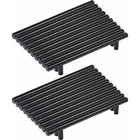 Lot de 20 poignee de meuble cuisine noir en acier inoxydable poignée meuble noir en T Bar Bâton Cuisine，Ø 12mm (Hole Centers:160mm) (1/4)