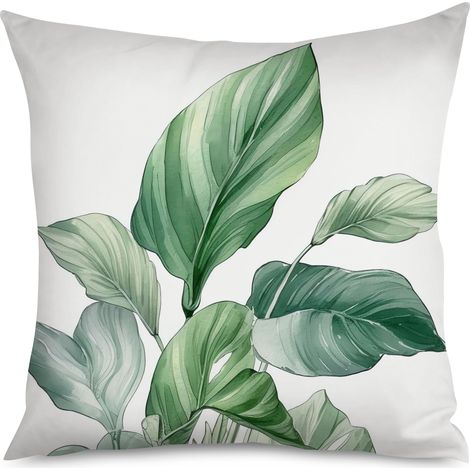 Housse de coussin, Coussin décoratif imprimé feuilles de sauge, 60x60 cm (1/5)