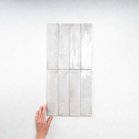 Carrelage Effet Zellige Gris Clair FUSION Grigio 6x25cm (0,5m²) - Les Carreaux de Jean (1/5)