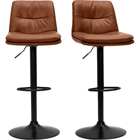 Set de 2 taburetes de cocina ajustables de poliuretano negro y metal negro HASTA (1/5)