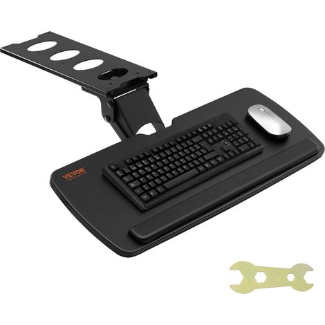 VEVOR Supporto a Braccio per Tastiera 63,5 x 25 cm Vassoio per Tastiera per Scrivania Carico Massimo 5 kg, Piattaforma Porta Tastiera Angolazione Regolabile per PC di Casa Ufficio, Supporto Tastiera (1/5)
