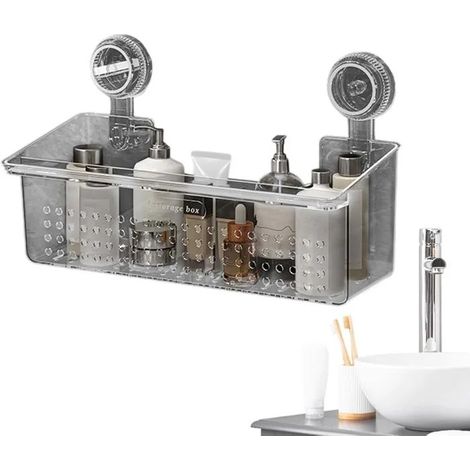 Organisateur de douche à ventouses, étagère de rangement pour salle de bain, fixation par le vide (1/5)