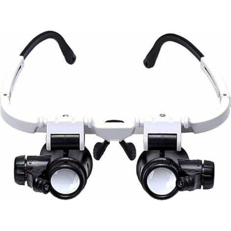 Lunette Loupe - 2 Lumières LED - Loupe Binoculaire - Lampe Loupe Grossissante pour Horloger, Lecture, Bijoutier, Couture - 8X-15X-23X (1/5)
