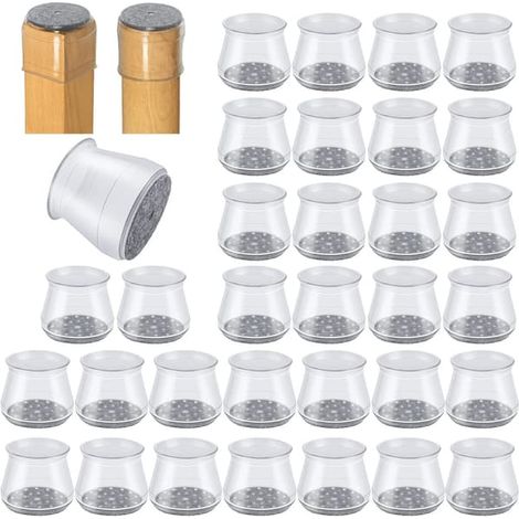 32 protections pour pieds de chaise, adaptées aux sols en bois, en feutre de silicone. (1/5)
