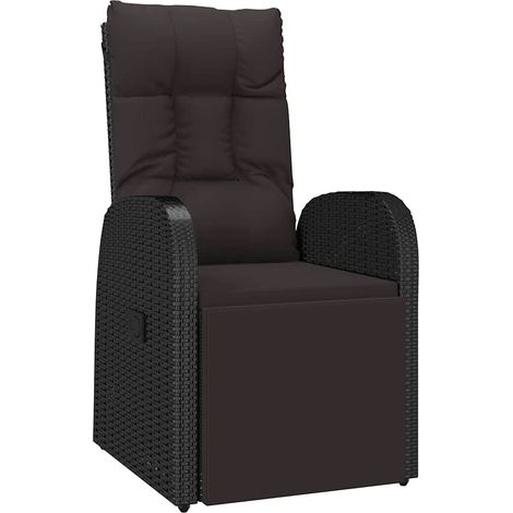 Maison Exclusive - Garten-Liegestuhl mit Auflage Poly Rattan Schw (1/5)