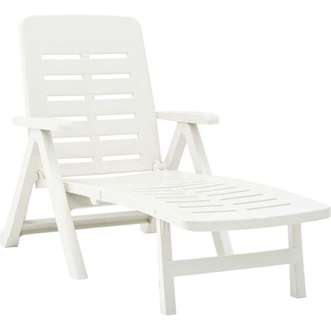 Fauteuil inclinable pliant, plastique blanc (1/5)