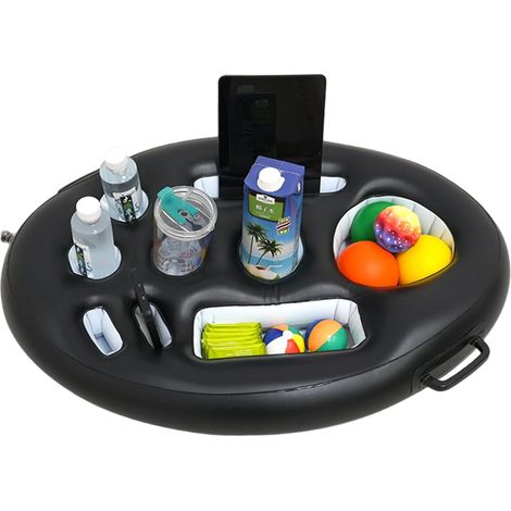 Gonflable Porte Gobelet Piscine,Bar Flottant Piscine 9 Trous avec,2 en 1 Grand Plateau Piscine 75X50 Porte Gobelet Flottant Portable pour Adultes Plateau Apero Piscine (1/5)
