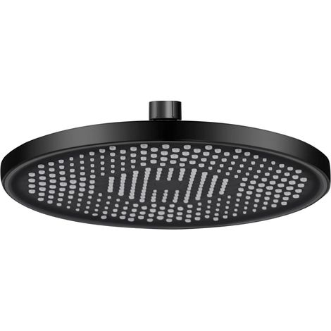 26 cm Anti-Limescale Shower Head, Large Water Saving Rain Shower Head, Round Fixed High Pressure Shower Head for Bathroom, Stable ABS, 10 Inches, Black (1/5)