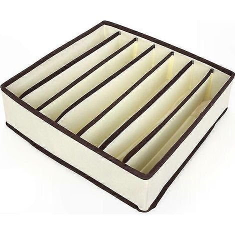 Organiseur de tiroir pliable en non-tissé, lot de 2, 7 compartiments pour soutiens-gorge, sous-vêtements, foulards, cravates et vêtements de bébé, solution de rangement pratique. (1/3)