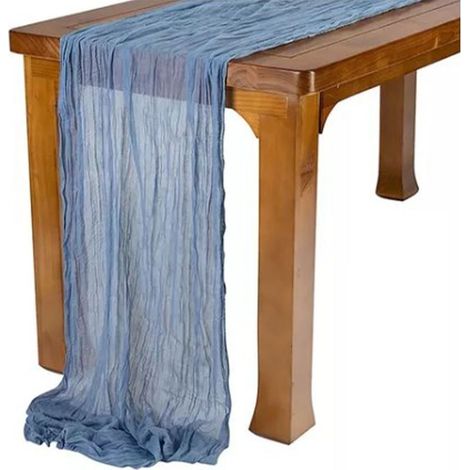 Tischläufer im Boho-Stil, blaue Tischdecke aus Polyestergaze für Hochzeiten, Abendessen bei Kerzenschein, Geburtstagsfeiern, Zuhause (1/5)