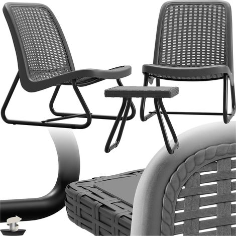 Salon pour 2 personnes en imitation rotin anti-UV gris (1/5)