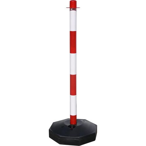 PALETTO SEGNALETICA COLONNINA BICOLORE DISSUASORE BIANCO/ROSSO CON BASE H.90cm (1/5)