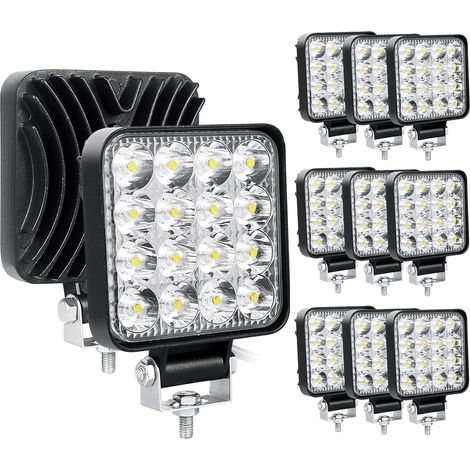 10 Pcs Square led work light, 3.3 inch mini 48W 12V 24V led work lamp, floodlights light work lights for offroad Car trucks SUV 4x4 tractor, fog light (1/5)