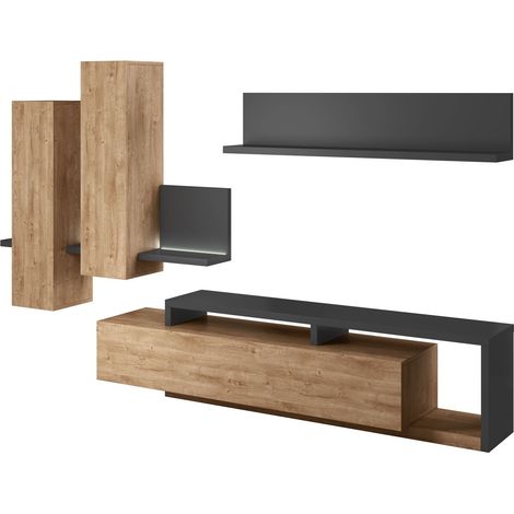 Conjunto de salón Lutiva 100, Antracita + Ribbec roble
