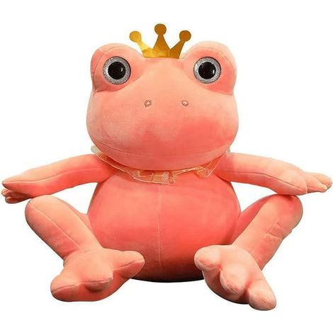 Adorables peluches grenouilles couronnées, décoration de canapé, animaux en peluche, poupées, ornements, coussin grenouille doux pour enfants, cadeau d'anniversaire pour filles (rose, 55 cm) (1/5)