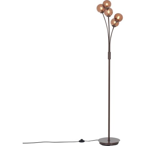 Design-Stehleuchte Bronze mit bronzefarbenem Glas, 5-flammig - Athen